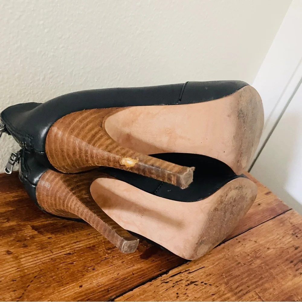 Madewell Jules Black Leather High Heel Booties